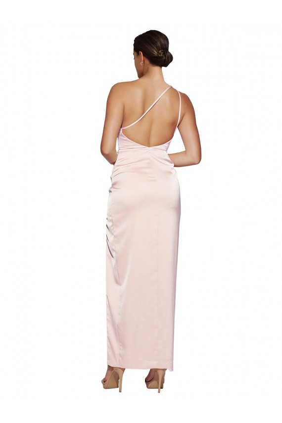 Comprar Rosa línea A Un Hombre Satén sedoso Largo Vestidos de dama de honor / Vestidos de fiesta