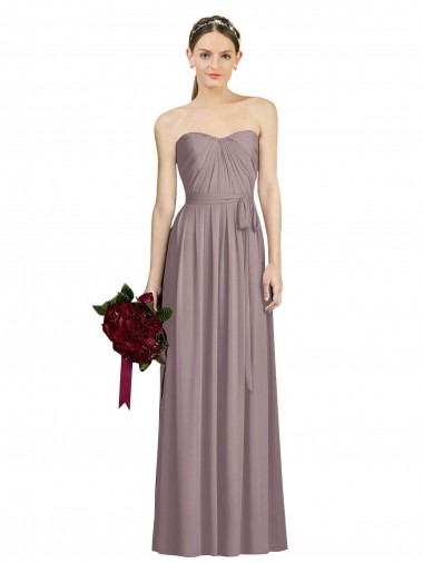 Comprar Rosa polvorienta línea A Cuello de Corazón Gasa Largo Vestidos de dama de honor