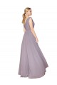 Comprar Rosa polvorienta línea A Cuello en V Cuello Alto Gasa Largo Formales Vestidos de dama de honor / Vestidos de fiesta