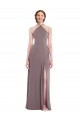 Comprar Rosa polvorienta línea A Halter Gasa Largo Formales Vestidos de dama de honor / Vestidos de noche