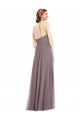 Comprar Rosa polvorienta línea A Halter Gasa Largo Formales Vestidos de dama de honor / Vestidos de noche