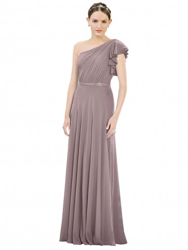 Comprar Rosa polvorienta línea A Un Hombre Gasa Largo Vestidos de dama de honor