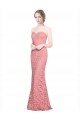 Comprar Salmón Sirena Cuello de Corazón Sin tirantes Encaje Largo Vestidos de dama de honor / Vestidos de fiesta
