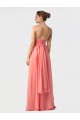 Comprar Sandía línea A Halter Cuello de Corazón Gasa Largo Vestidos de dama de honor
