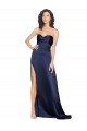 Comprar Sapphire línea A Cuello Alto Satén sedoso Largo Formales Vestidos de dama de honor / Vestidos de fiesta