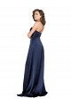 Comprar Sapphire línea A Cuello Alto Satén sedoso Largo Formales Vestidos de dama de honor / Vestidos de fiesta