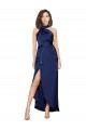 Comprar Sapphire línea A Halter Cuello Alto Satén sedoso Largo Asimétrico Formales Vestidos de dama de honor / Vestidos de fiesta