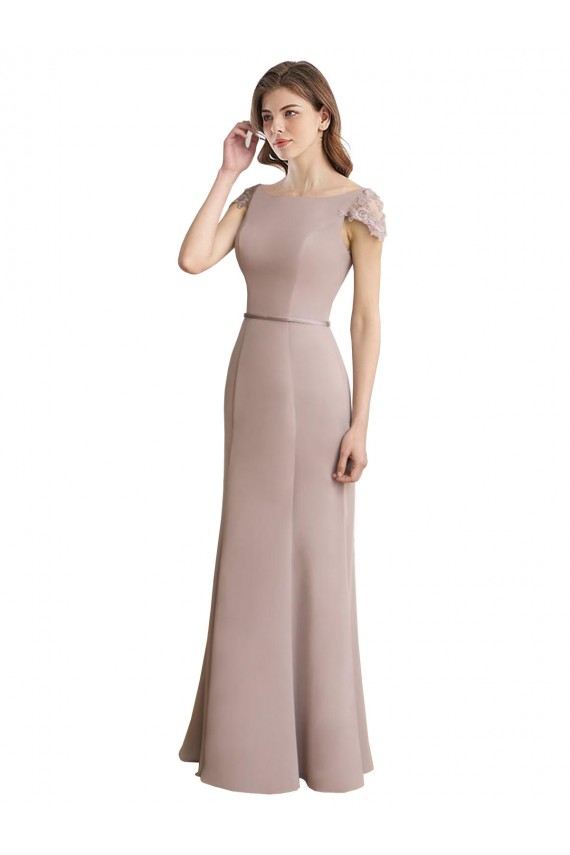 Comprar Sirena Cucharón Cuello Alto Gasa Encaje Largo Vestidos de dama de honor