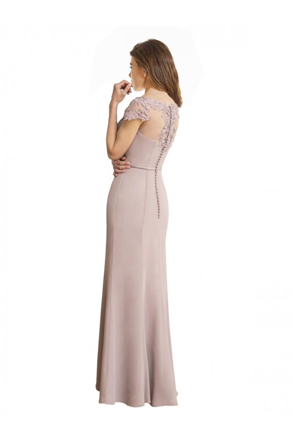 Comprar Sirena Cucharón Cuello Alto Gasa Encaje Largo Vestidos de dama de honor