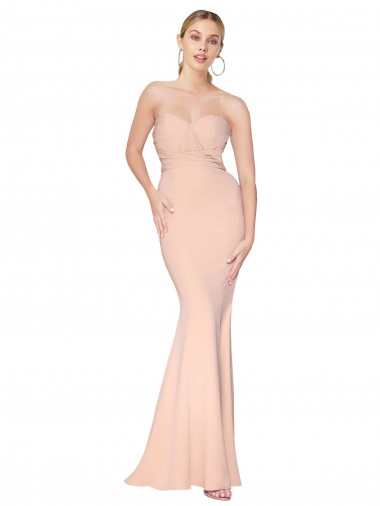 Comprar Sirena Cuello Alto Crepé Elástico Largo Formales Vestidos de dama de honor / Vestidos de fiesta