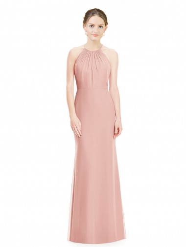 Comprar Sirena Halter Gasa Largo Vestidos de dama de honor