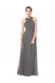 Comprar Stormy Silver línea A Halter Gasa Largo Vestidos de dama de honor