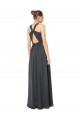 Comprar Stormy Silver línea A Halter Gasa Largo Vestidos de dama de honor