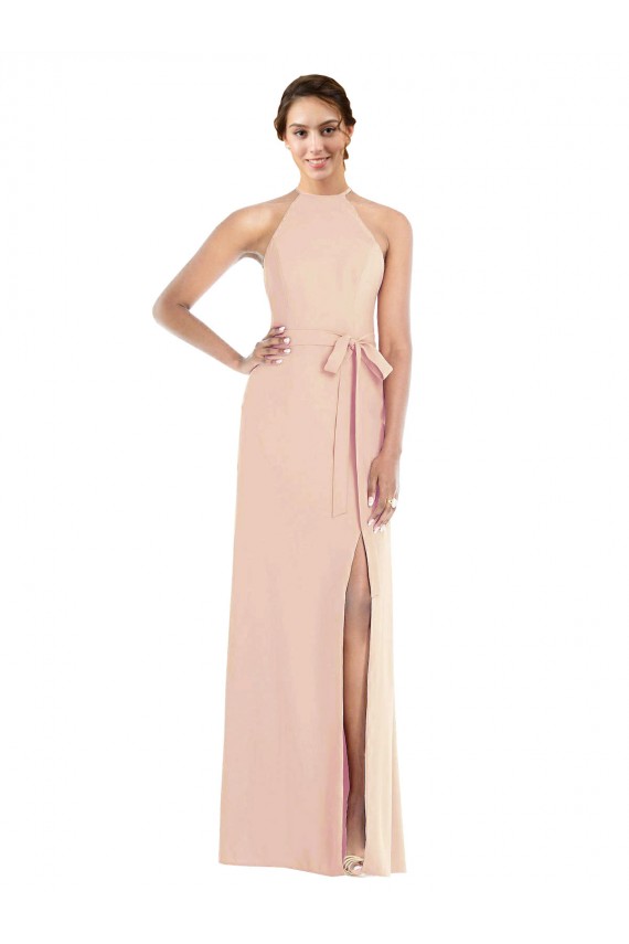 Comprar Trompeta Halter Crepé Elástico Largo Formales Vestidos de dama de honor / Vestidos de fiesta