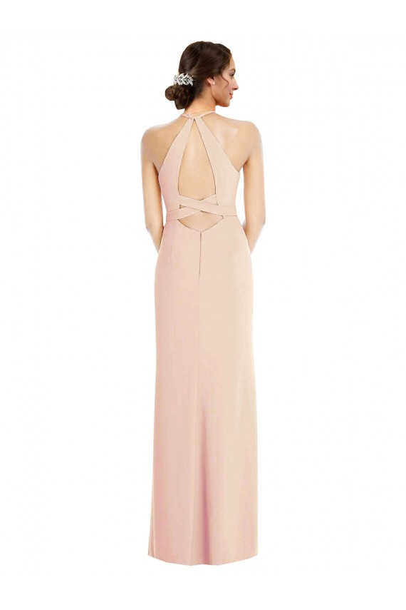 Comprar Trompeta Halter Crepé Elástico Largo Formales Vestidos de dama de honor / Vestidos de fiesta