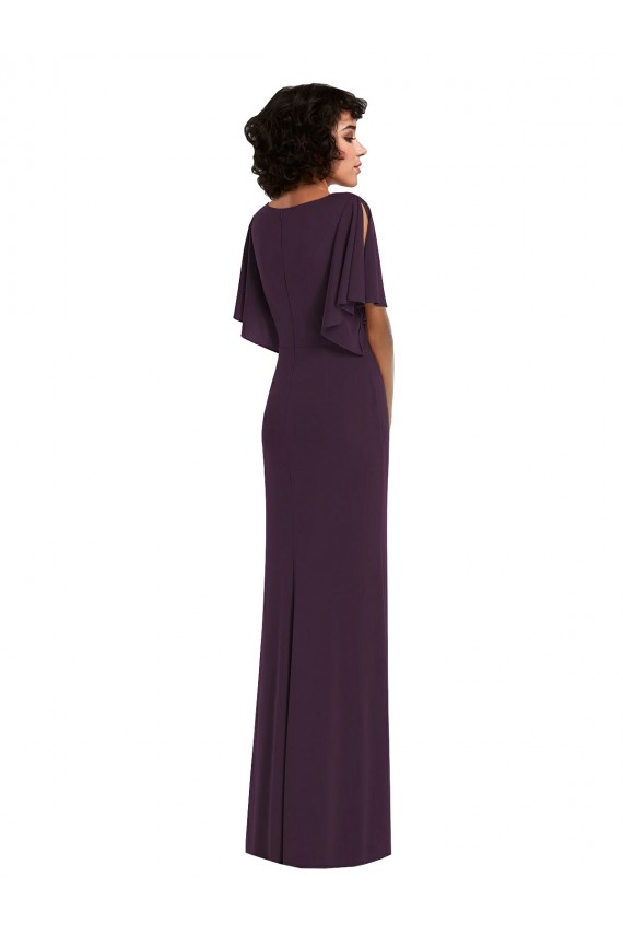 Comprar Uva Cubierta Cuello en V Spandex Largo Formales Vestidos de dama de honor / Vestidos de fiesta