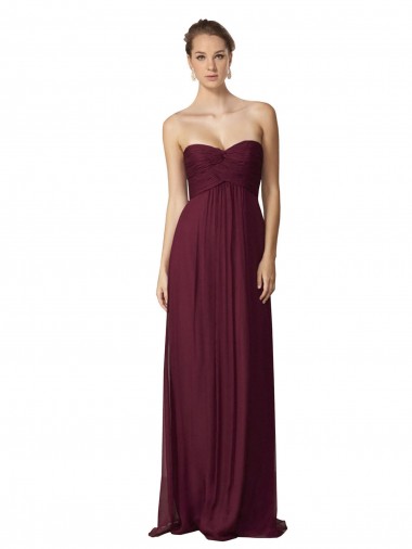 Comprar Uva línea A Cuello de Corazón Gasa Largo Vestidos de dama de honor