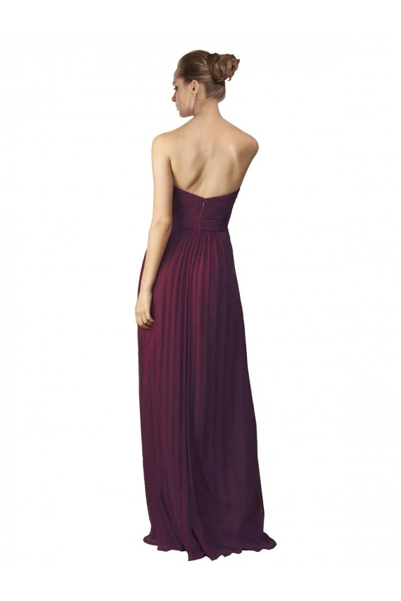 Comprar Uva línea A Cuello de Corazón Gasa Largo Vestidos de dama de honor