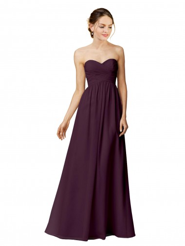 Comprar Uva línea A Cuello de Corazón Sin tirantes Gasa Largo Vestidos de dama de honor