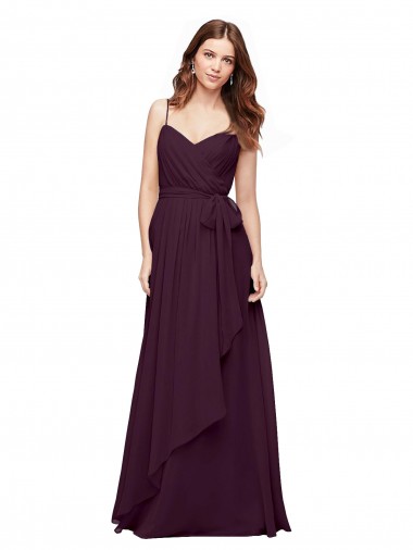 Comprar Uva línea A Cuello en V Gasa Largo Vestidos de dama de honor