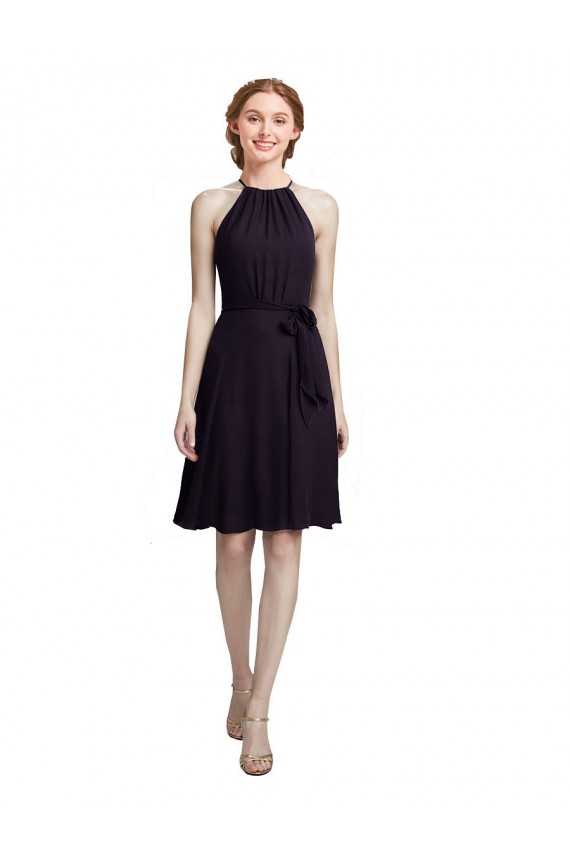 Comprar Uva línea A Halter Cuello Alto Gasa Corto Vestidos de dama de honor / Vestidos de cóctel / Vestidos para homecoming