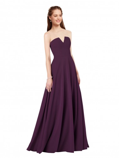 Comprar Uva línea A Sin tirantes Gasa Largo Vestidos de dama de honor