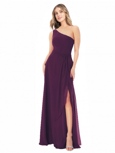 Comprar Uva línea A Un Hombre Gasa Largo Vestidos de dama de honor