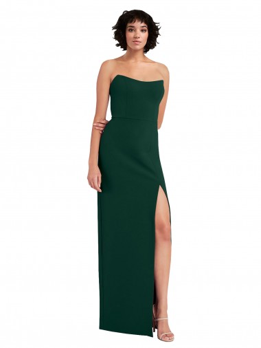 Comprar Verde Midnight Cubierta Cucharón Sin tirantes Crepé Elástico Largo Formales Vestidos de dama de honor / Vestidos de fiesta