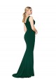 Comprar Verde Midnight Sirena Cuello en V Cuello Alto Crepé Elástico Largo Formales Vestidos de dama de honor / Vestidos de fiesta