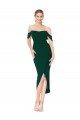 Comprar Verde Midnight Sirena Hombros Descubiertos Crepé Elástico Corto Asimétrico Formales Vestidos de dama de honor / Vestidos de fiesta / Vestidos de cóctel