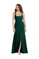 Comprar Verde Midnight Trompeta Cuadrado Crepé Elástico Largo Vestidos de dama de honor / Vestidos de fiesta