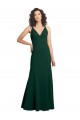 Comprar Verde Midnight línea A Cuello en V Crepé Elástico Largo Formales Vestidos de dama de honor / Vestidos de fiesta