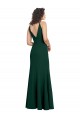 Comprar Verde Midnight línea A Cuello en V Crepé Elástico Largo Formales Vestidos de dama de honor / Vestidos de fiesta