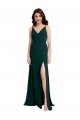 Comprar Verde Midnight línea A Cuello en V Crepé Elástico Largo Formales Vestidos de dama de honor / Vestidos de fiesta