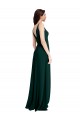 Comprar Verde Midnight línea A Cuello en V Crepé Elástico Largo Formales Vestidos de dama de honor / Vestidos de fiesta