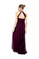Comprar Verde Midnight línea A Halter Gasa Largo Vestidos de dama de honor