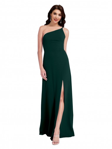 Comprar Verde Midnight línea A Un Hombre Crepé Elástico Largo Formales Vestidos de dama de honor / Vestidos de fiesta