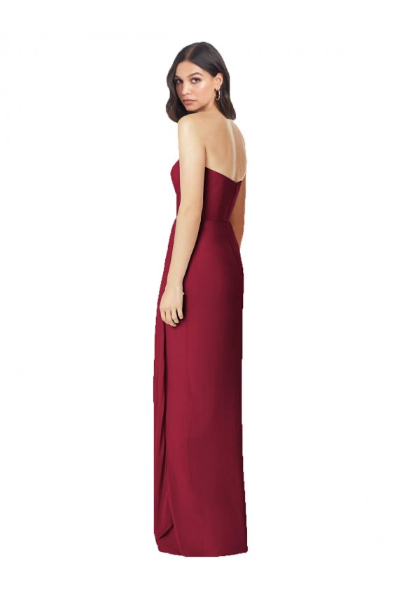 Comprar Verde Oliva Trompeta Cuello de Corazón Sin tirantes Gasa Largo Vestidos de dama de honor