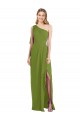 Comprar Verde Oliva Trompeta Un Hombre Gasa Largo Vestidos de dama de honor