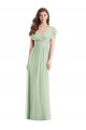 Comprar Verde Salvia Trompeta Cuello en V Gasa Largo Vestidos de dama de honor