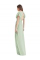 Comprar Verde Salvia Trompeta Cuello en V Gasa Largo Vestidos de dama de honor