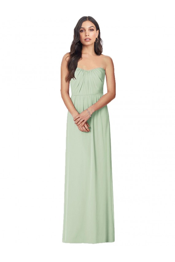 Comprar Verde Salvia Trompeta Sin tirantes Gasa Largo Vestidos de dama de honor