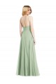 Comprar Verde Salvia Trompeta Tirantes espagueti Cuadrado Gasa Largo Formales Vestidos de dama de honor / Vestidos de noche
