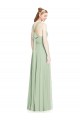 Comprar Verde Salvia línea A Halter Gasa Largo Vestidos de dama de honor