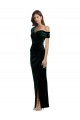 Comprar Verde oscuro Cubierta Hombros Descubiertos Terciopelo Elástico Largo Asimétrico Formales Vestidos de dama de honor / Vestidos de fiesta