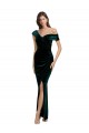 Comprar Verde oscuro Cubierta Hombros Descubiertos Terciopelo Elástico Largo Asimétrico Formales Vestidos de dama de honor / Vestidos de fiesta
