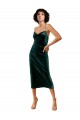 Comprar Verde oscuro Cubierta Tirantes espagueti Midi Terciopelo Elástico Corto Formales Vestidos de dama de honor / Vestidos de fiesta / Vestidos de cóctel