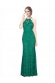 Comprar Verde oscuro Sirena Halter Cuello Alto Encaje Largo Vestidos de dama de honor / Vestidos de fiesta