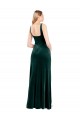 Comprar Verde oscuro línea A Cuadrado Terciopelo Elástico Largo Vestidos de dama de honor / Vestidos de fiesta