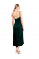 Comprar Verde oscuro línea A Tirantes espagueti Midi Terciopelo Elástico Corto Vestidos de dama de honor / Vestidos de fiesta / Vestidos de cóctel
